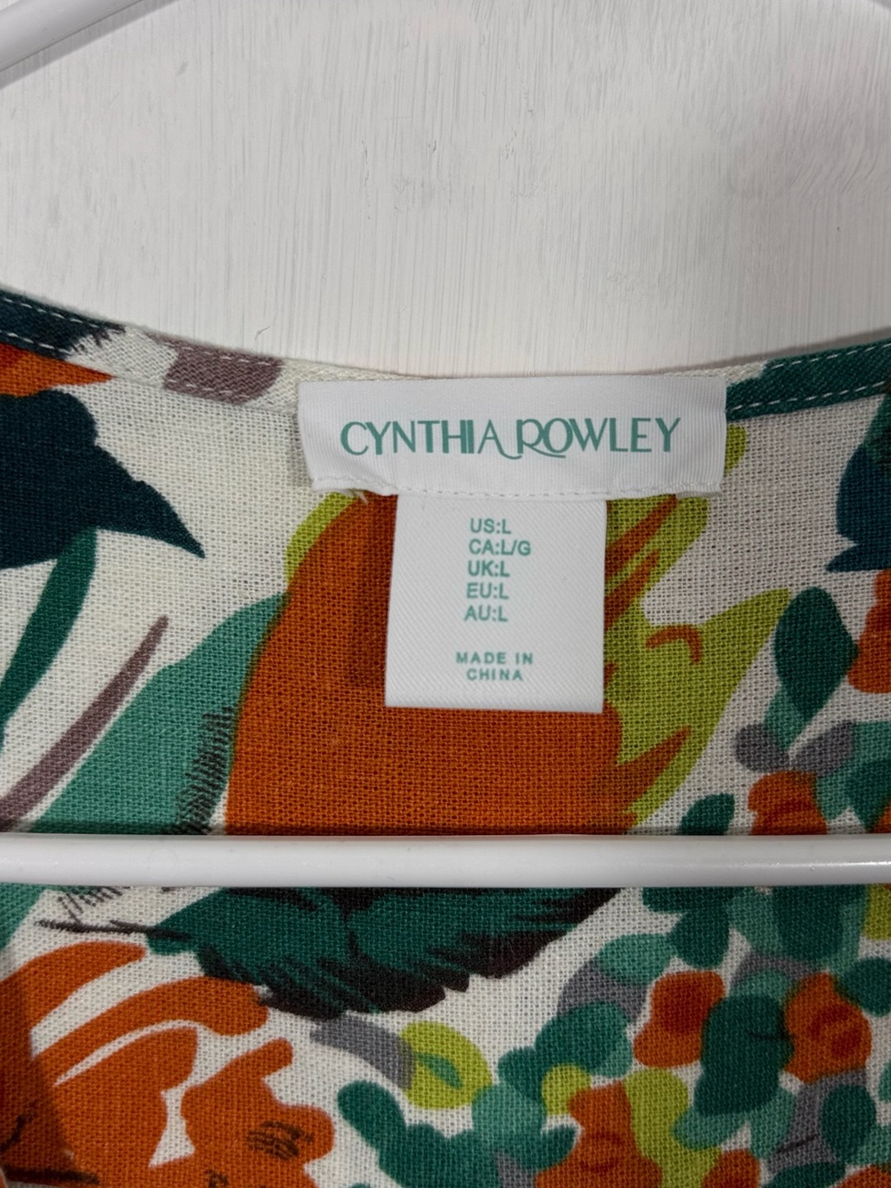 Cynthia Rowley Green, Orange & Gray Floral Midi Dress - Picture 2 of 16